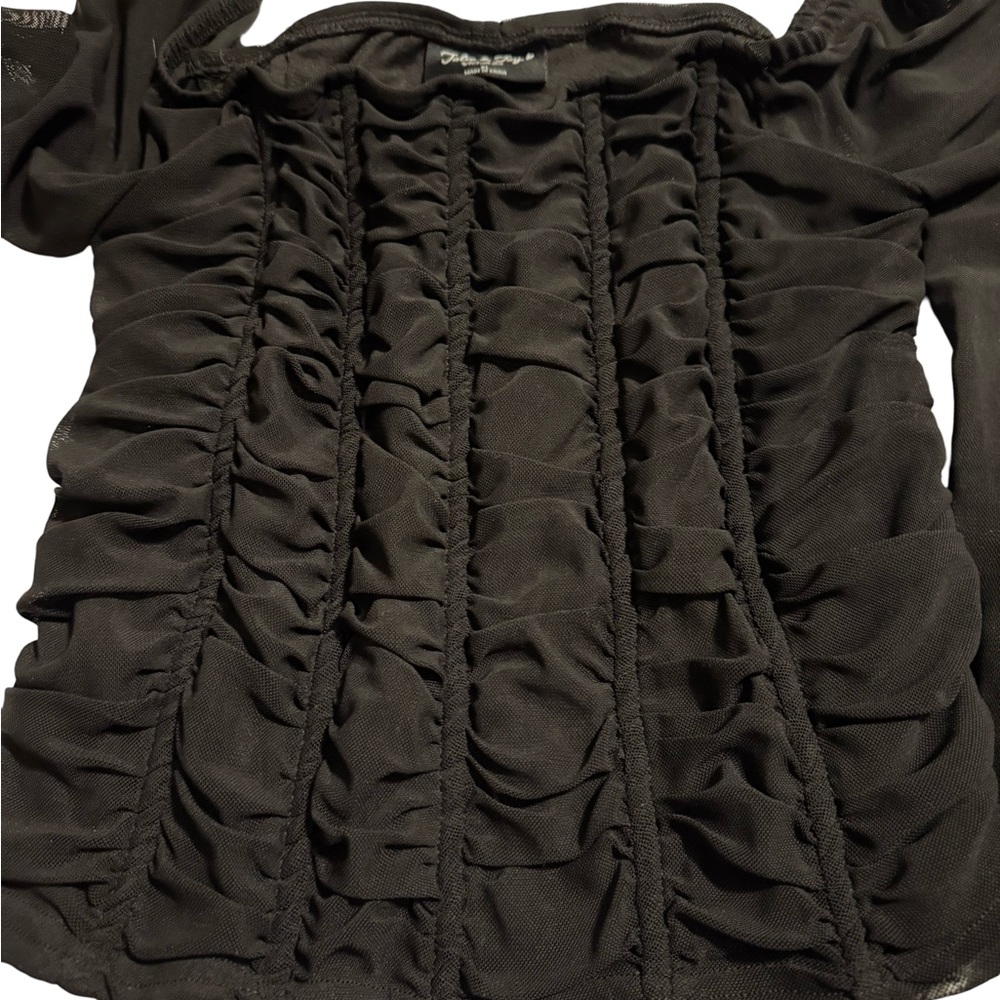 Elegant Black Ruched Long Sleeve Top